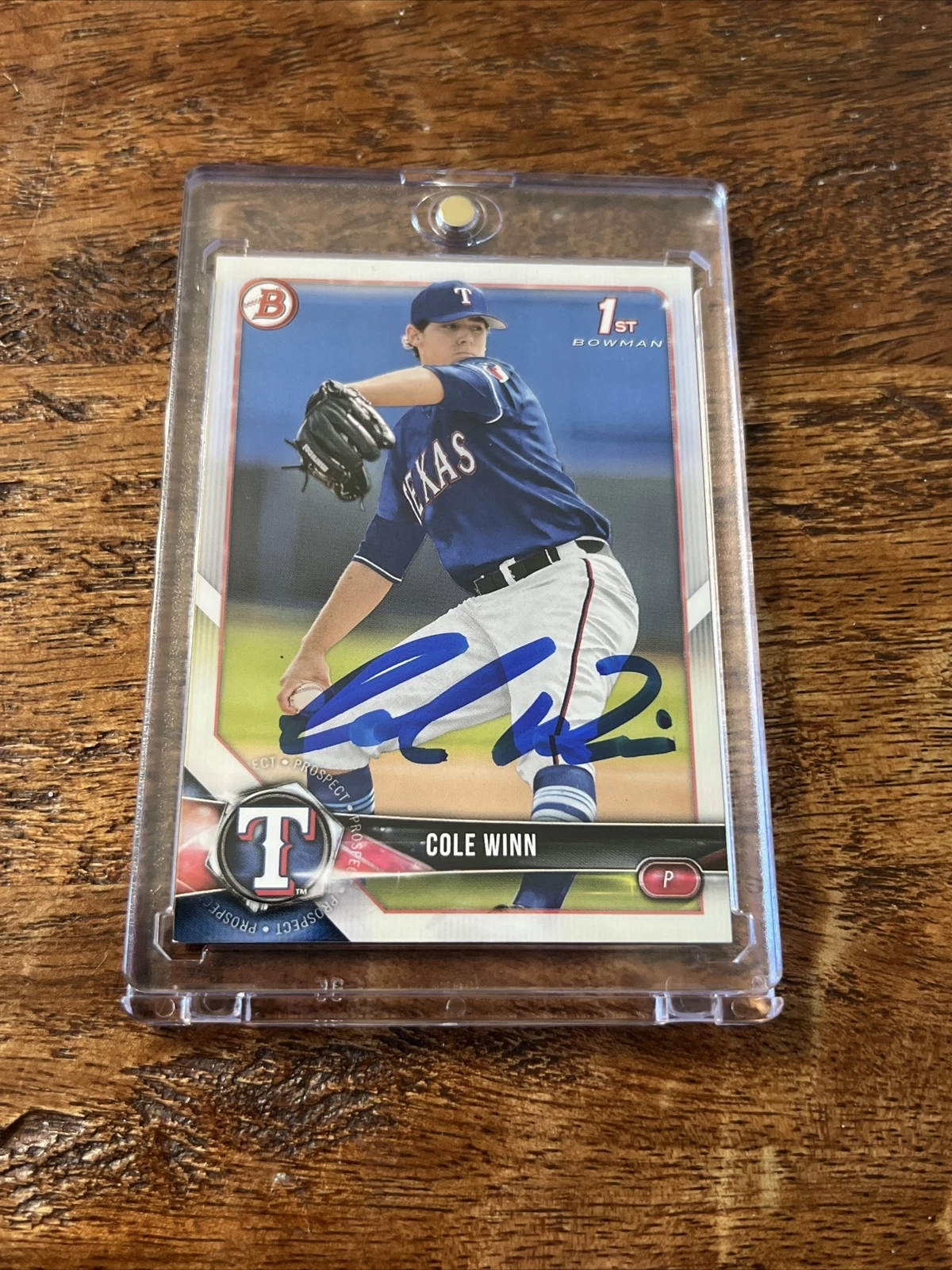 Cole Winn IP Signed Bowman 1st Card Psa Dna Coa Rangers Autographed