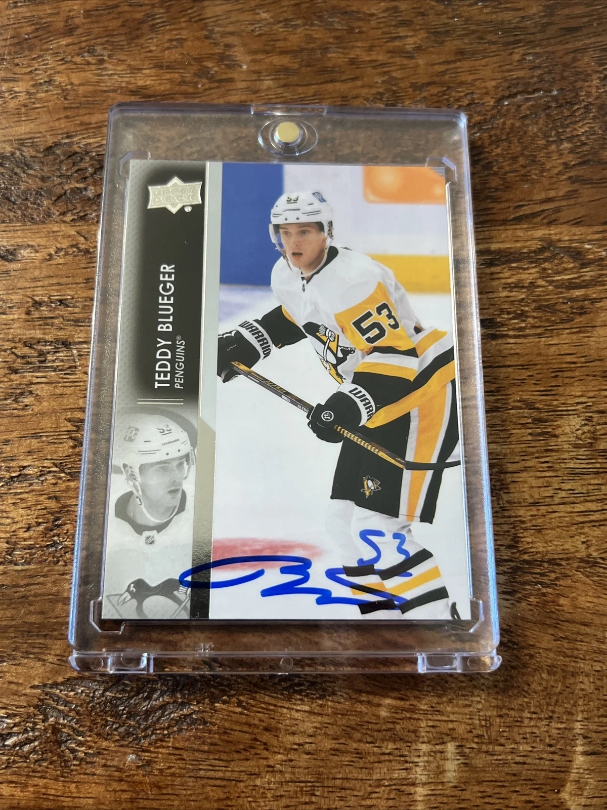 Teddy Blueger IP Signed Upper Deck Card Psa Dna Coa Penguins Autographed