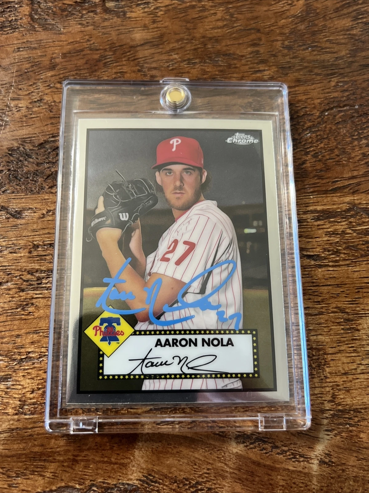 Aaron Nola IP Signed Topps Chrome Card PSA DNA Coa Phillies Autographed