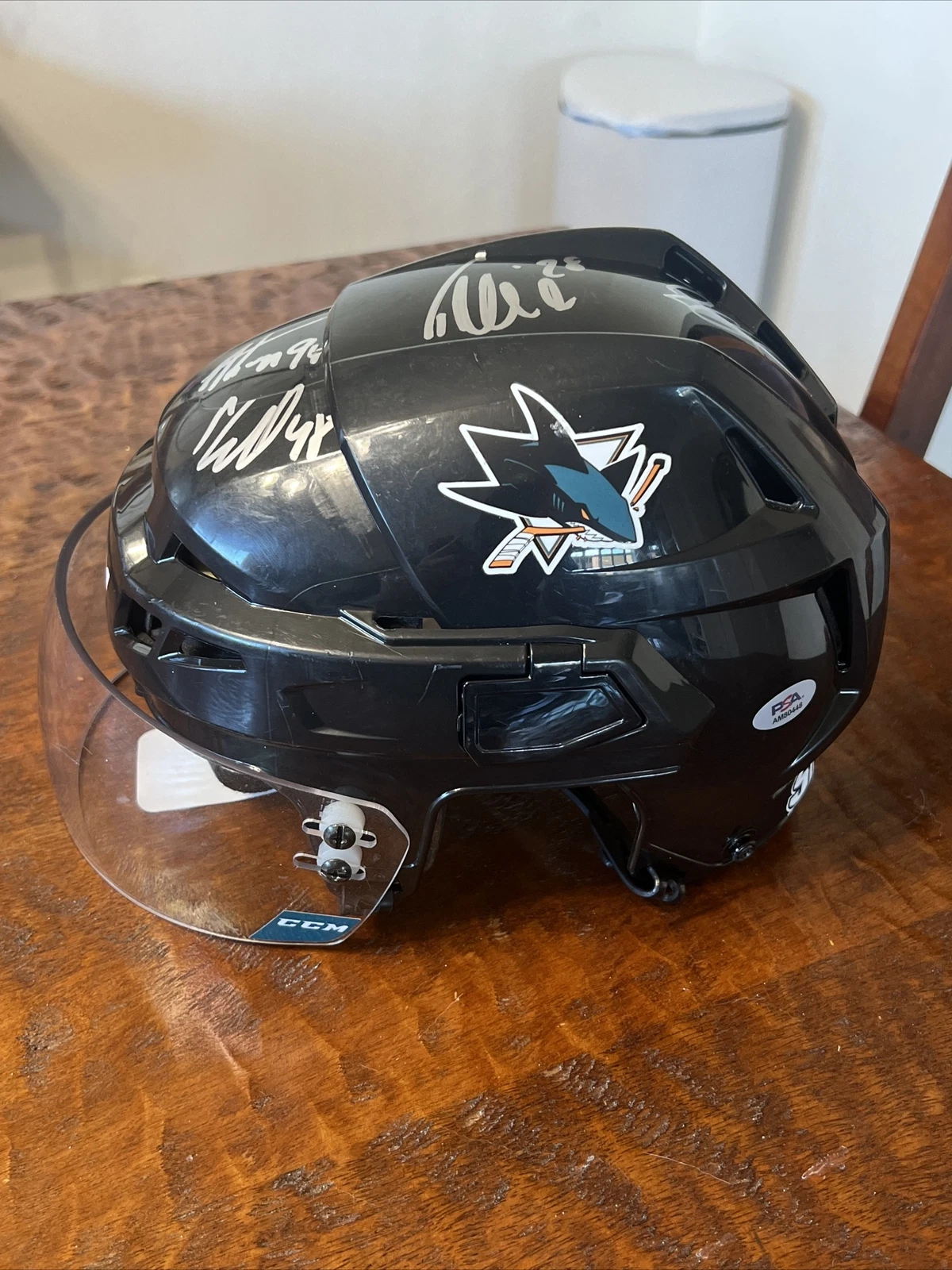 Timo Meier Signed Game Worn San Jose Sharks Helmet Psa/Dna Coa Couture Hertl