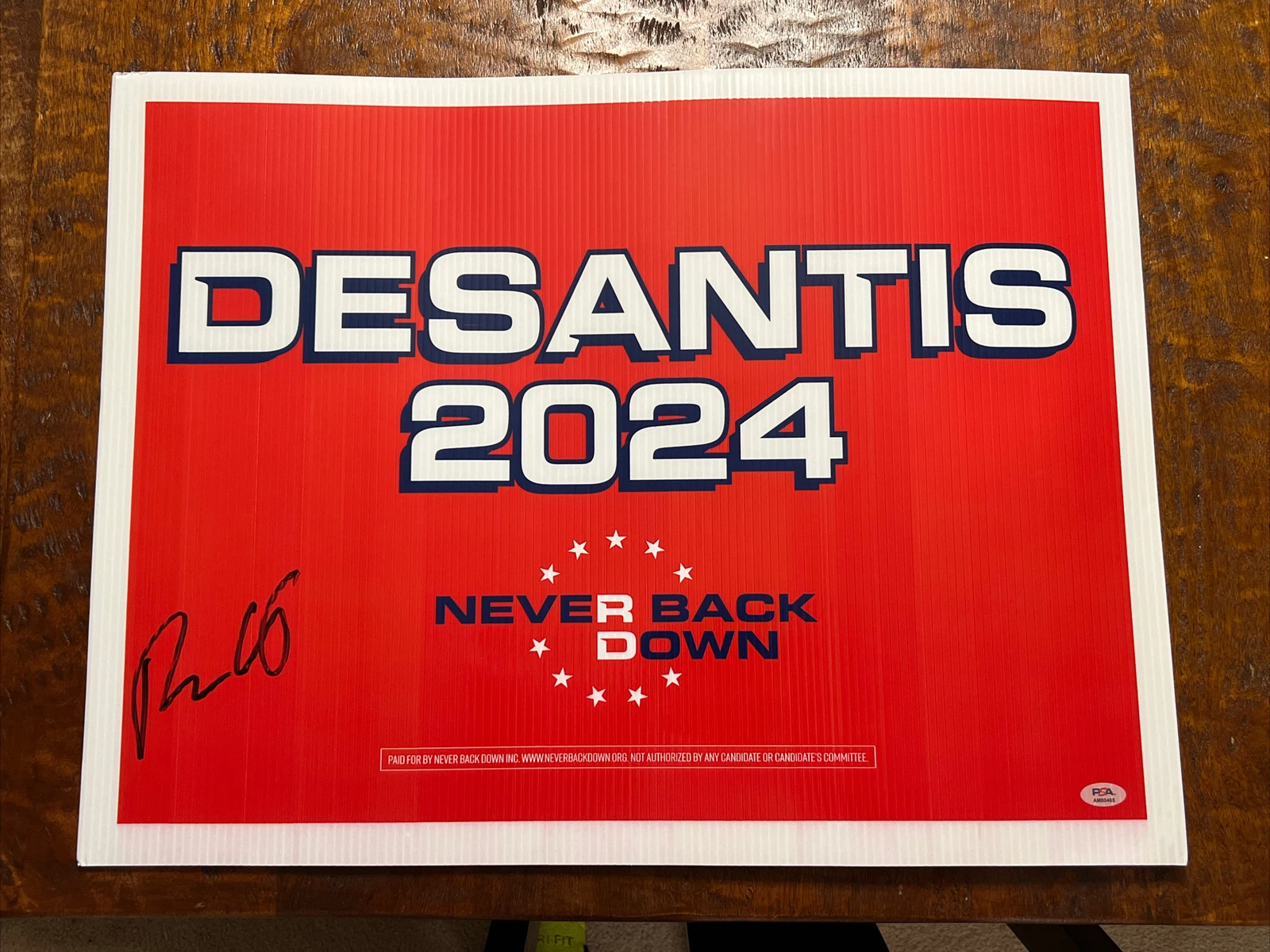 Ron DeSantis Signed Campaign Yard Sign PSA DNA Coa President 2024 Autographed