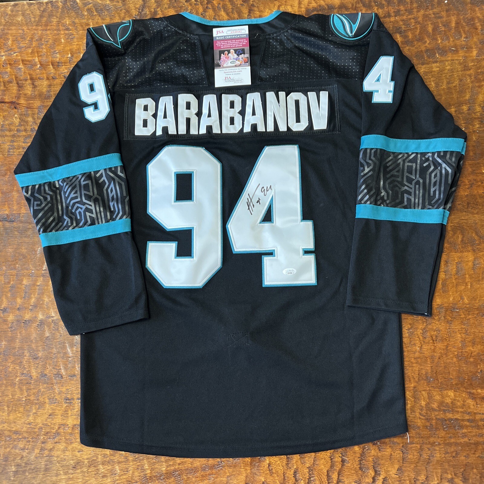 Alexander Barabanov Signed Custom San Jose Sharks Jersey JSA Coa Autographed