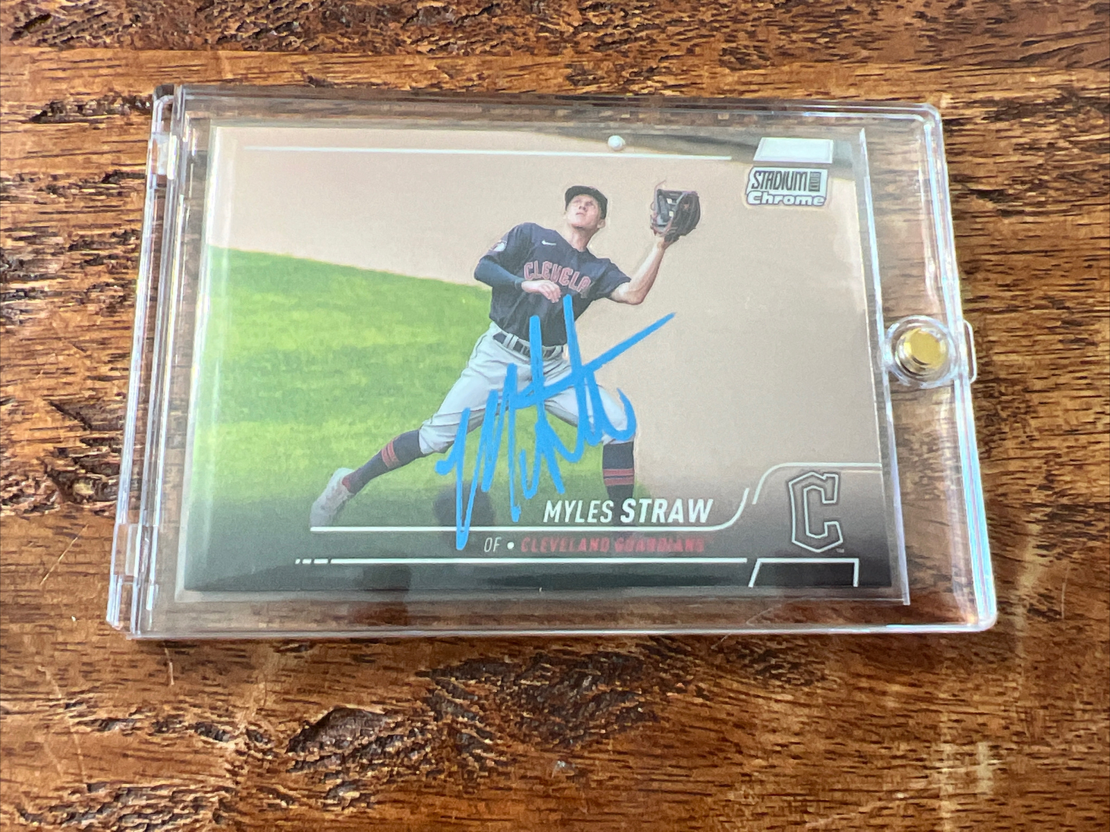Myles Straw IP Signed Topps Stadium Club Chrome Chrome Card JSA Coa Guardians