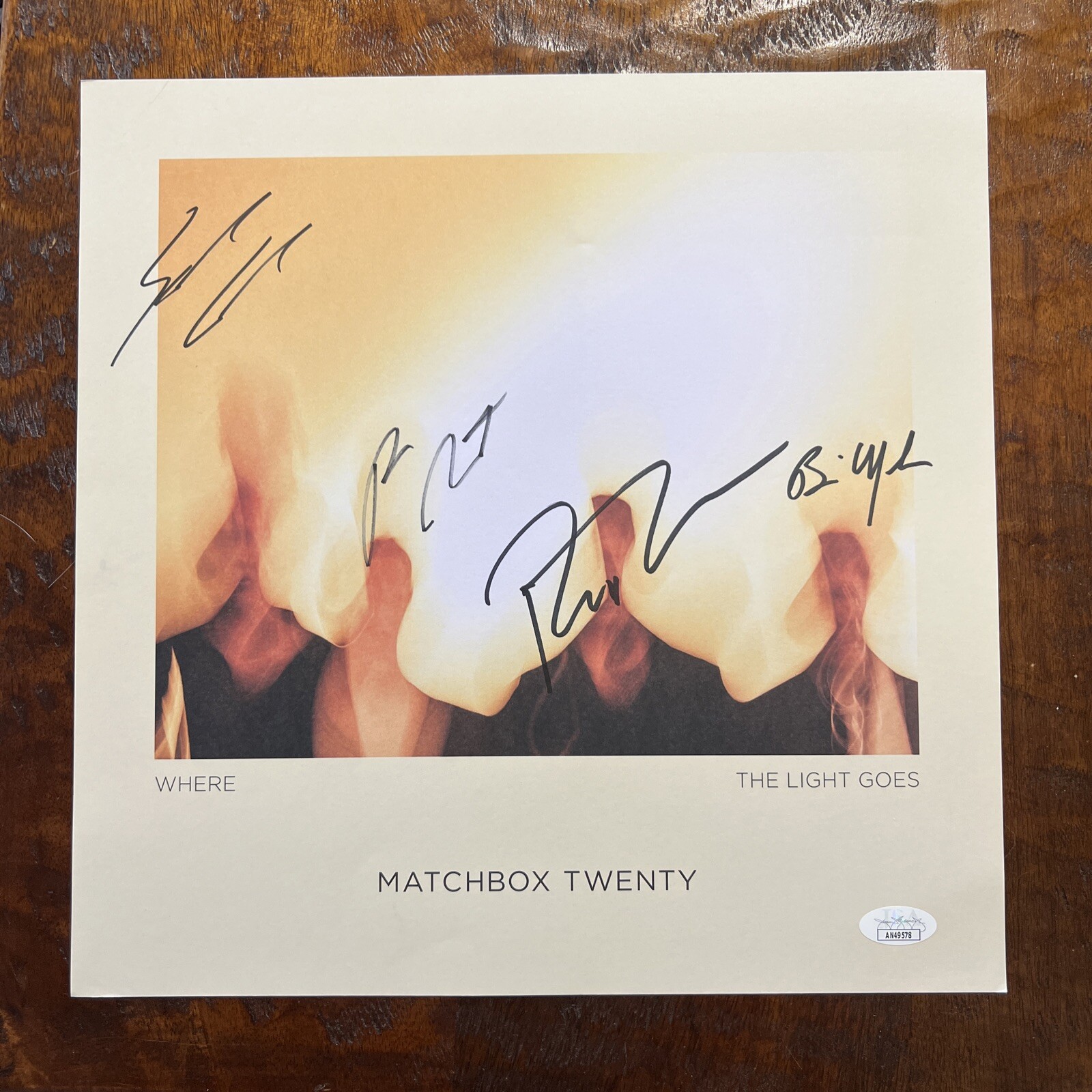 MATCHBOX TWENTY WHERE THE LIGHT GOES Signed Vinyl Insert JSA Coa Rob Thomas