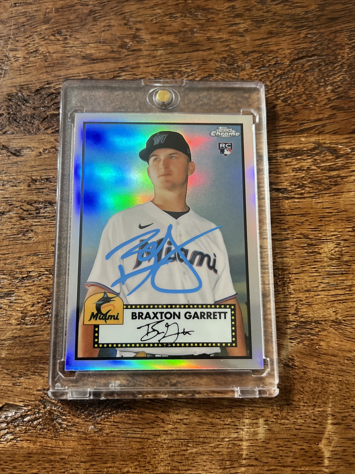 Braxton Garrett IP Signed Topps Chrome Rookie Card JSA Coa Marlins Autographed
