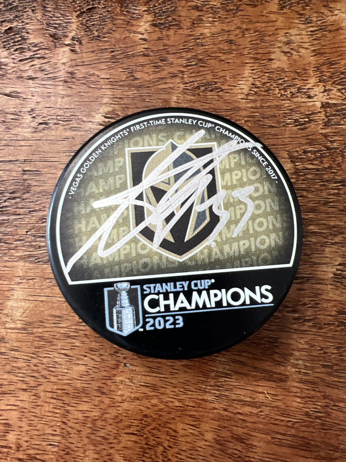 Adin Hill Signed 2023 Stanley Cup Champions Puck JSA Coa Golden Knights