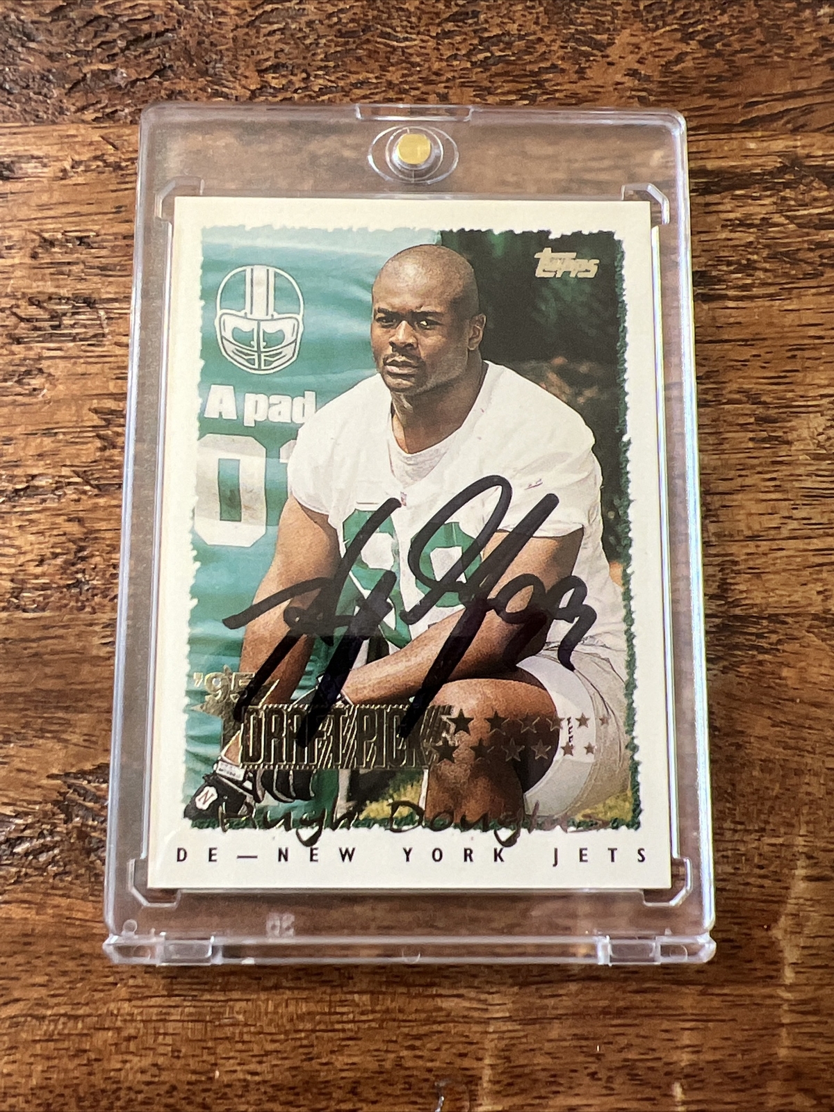 Hugh Douglas IP Signed Topps Rookie Card JSA Coa Autographed Jets
