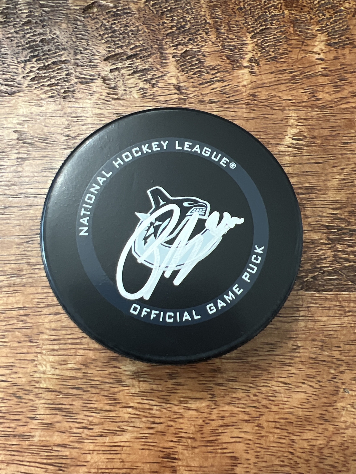 Pius Suter Signed Vancouver Canucks Official Game Puck JSA Coa Autographed