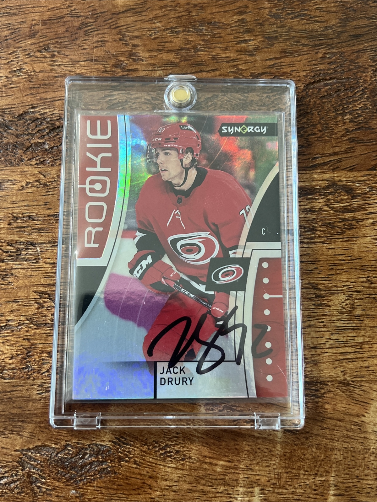Jack Drury IP Signed UD Synergy Rookie Card JSA Coa Autographed Hurricanes