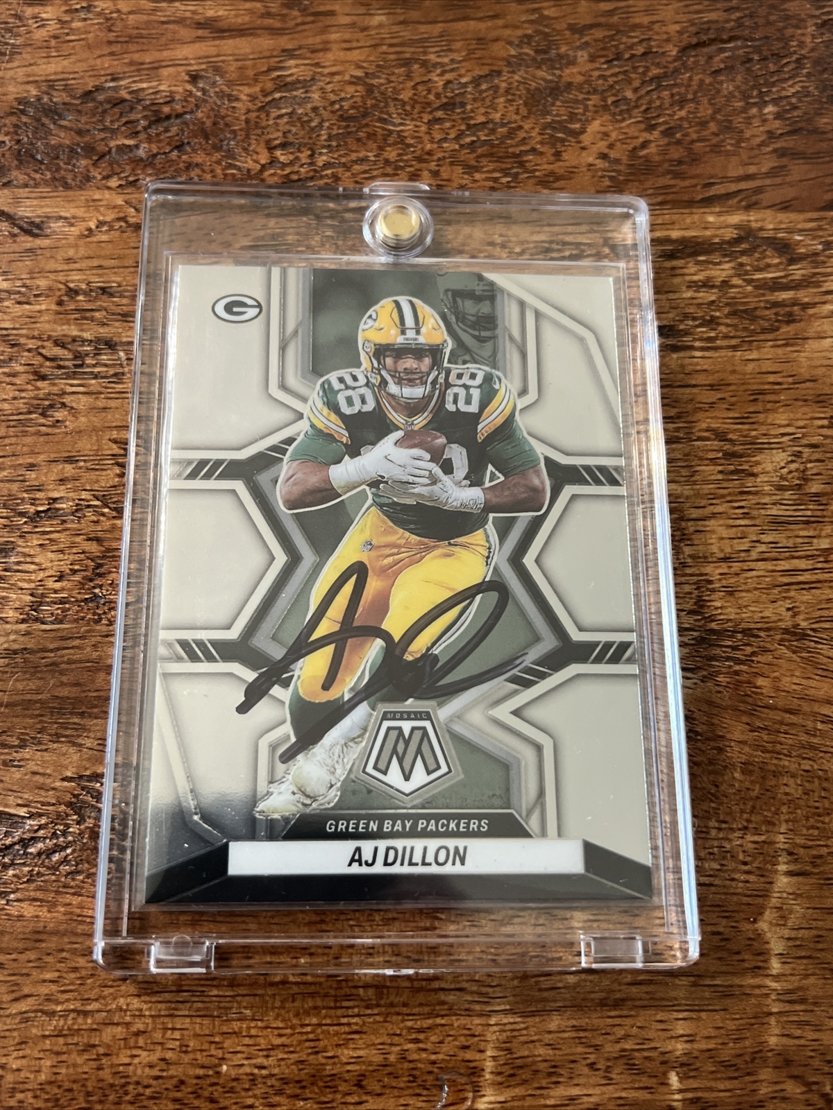 AJ Dillon IP Signed Mosaic Card JSA Coa Packers Autographed