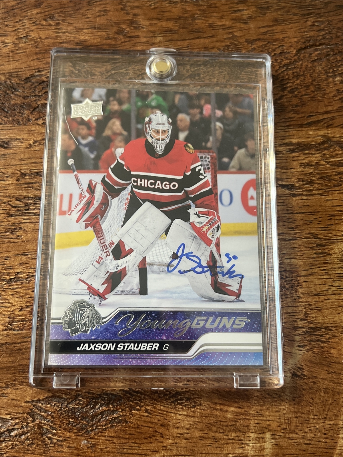 Jaxson Stauber IP Signed UD Young Guns Card JSA Coa Autographed Blackhawks