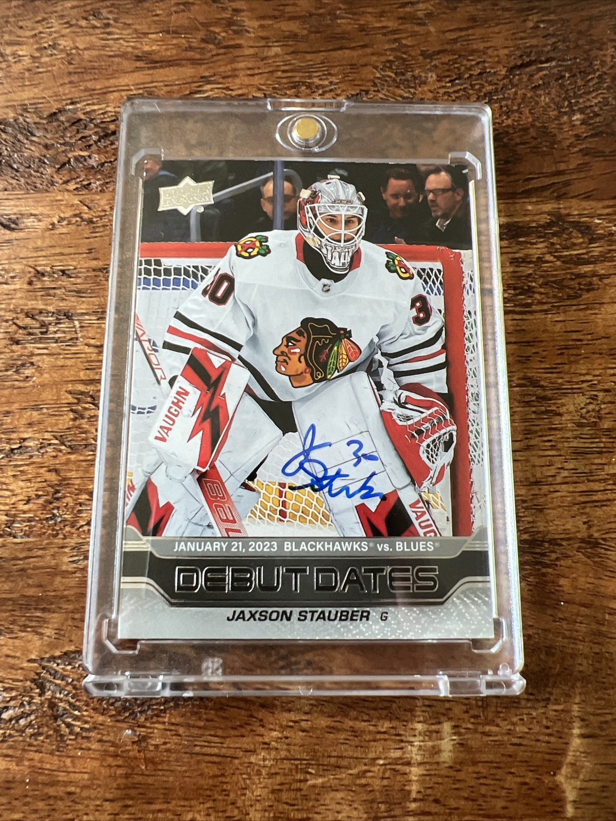 Jaxson Stauber IP Signed Upper Deck Card JSA Coa Autographed Blackhawks