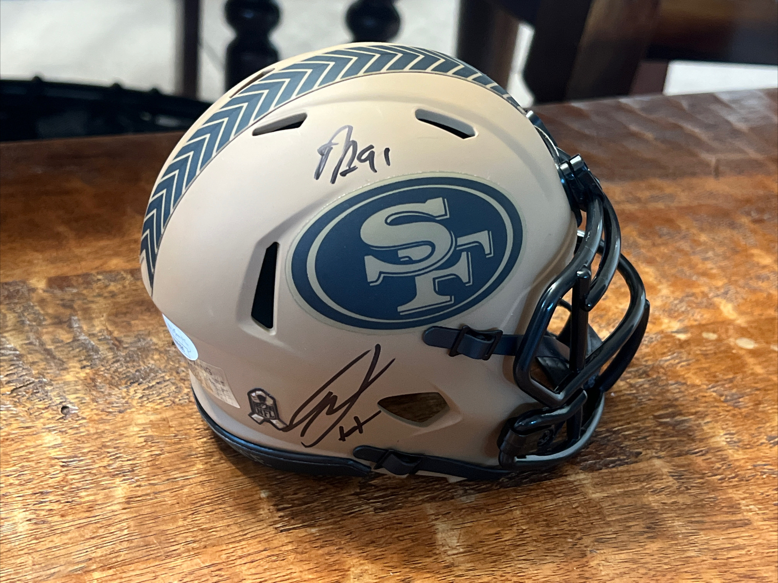 Javon Hargrave Arik Armstead Signed  Salute Service 49ers Mini Helmet JSA Coa