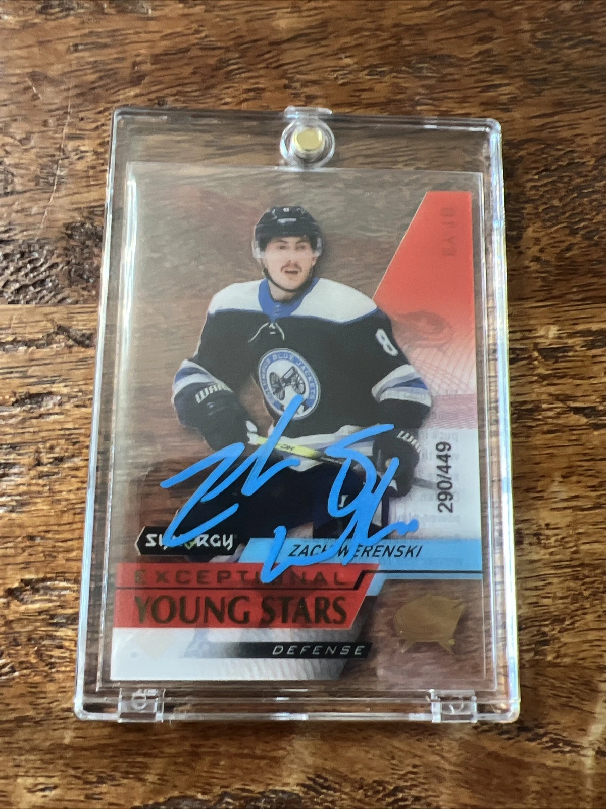 Zach Werenski IP Signed UD Synergy Card PSA DNA Autographed Blue Jackets