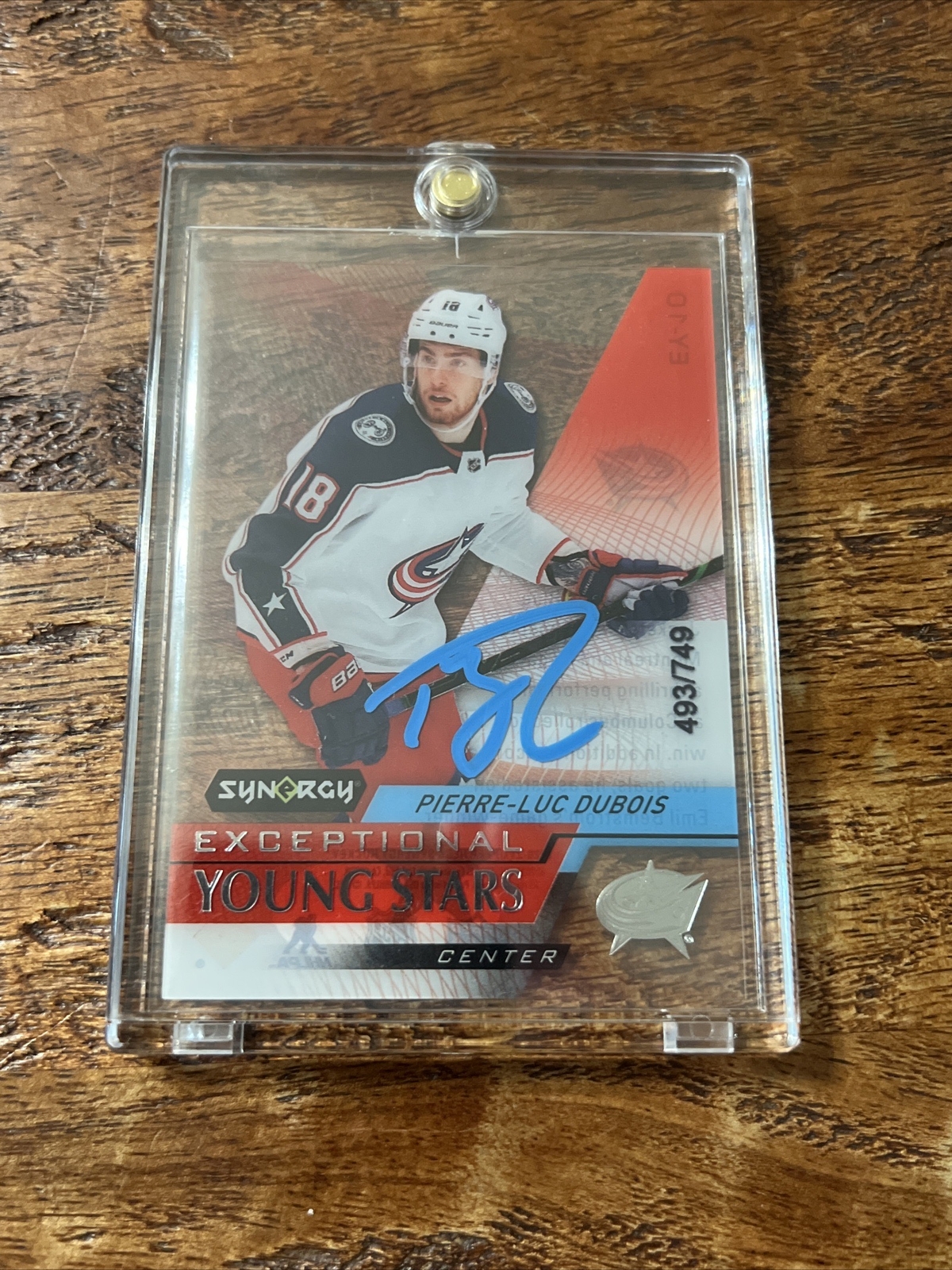 Pierre-Luc Dubois IP Signed UD Synergy Card JSA Coa  Autographed Blue Jackets