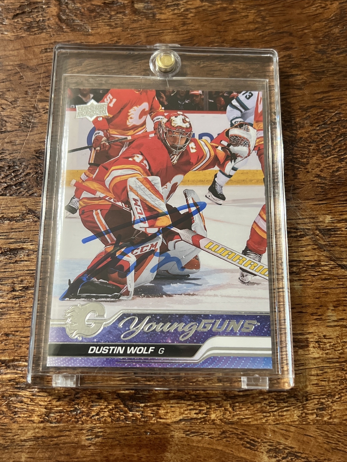 Dustin Wolf IP Signed Upper Deck Young Guns Card JSA Coa Flames Autographed