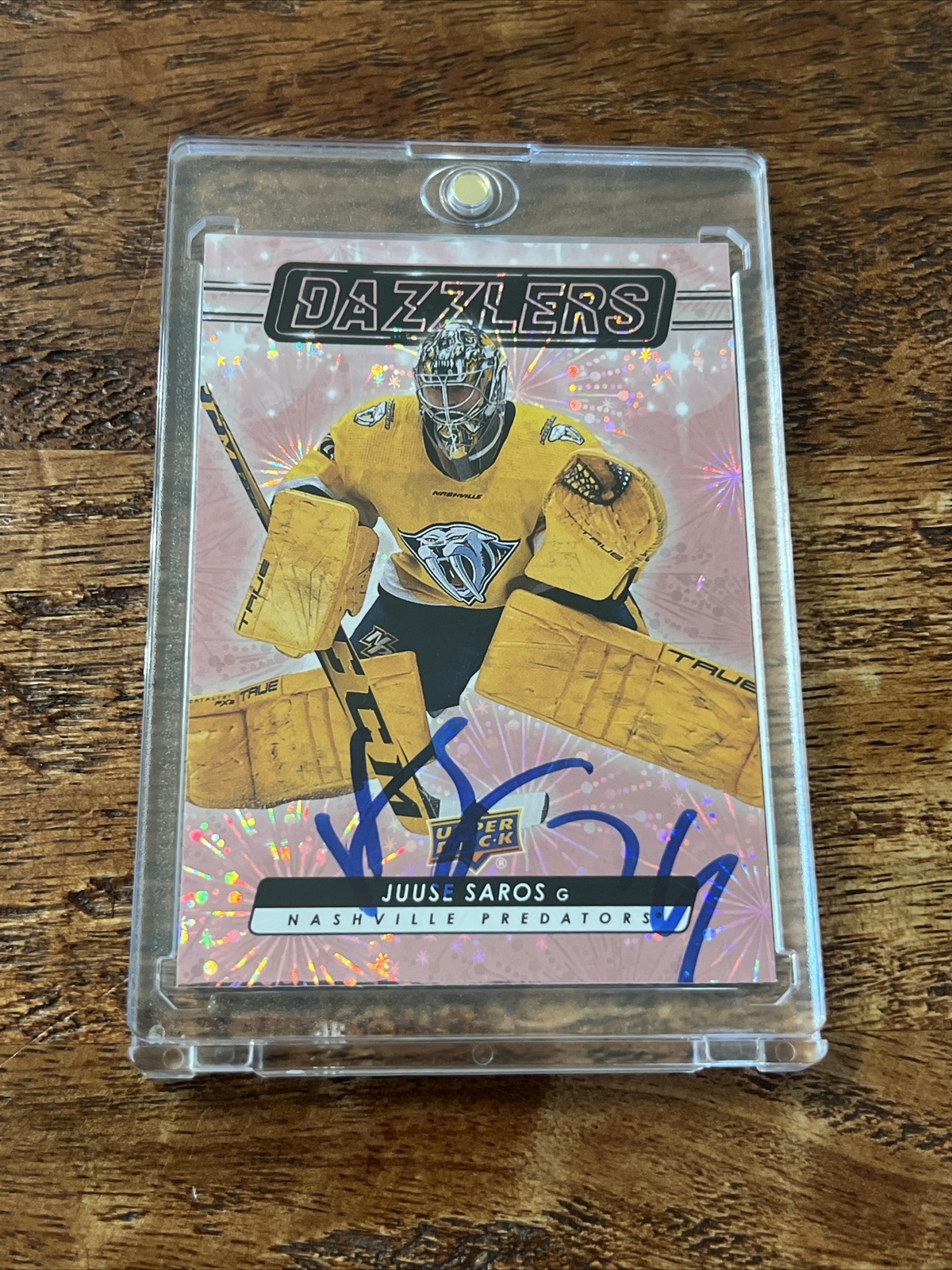 Juuse Saros IP Signed Upper Deck Dazzlers Card JSA Coa Autographed Predators