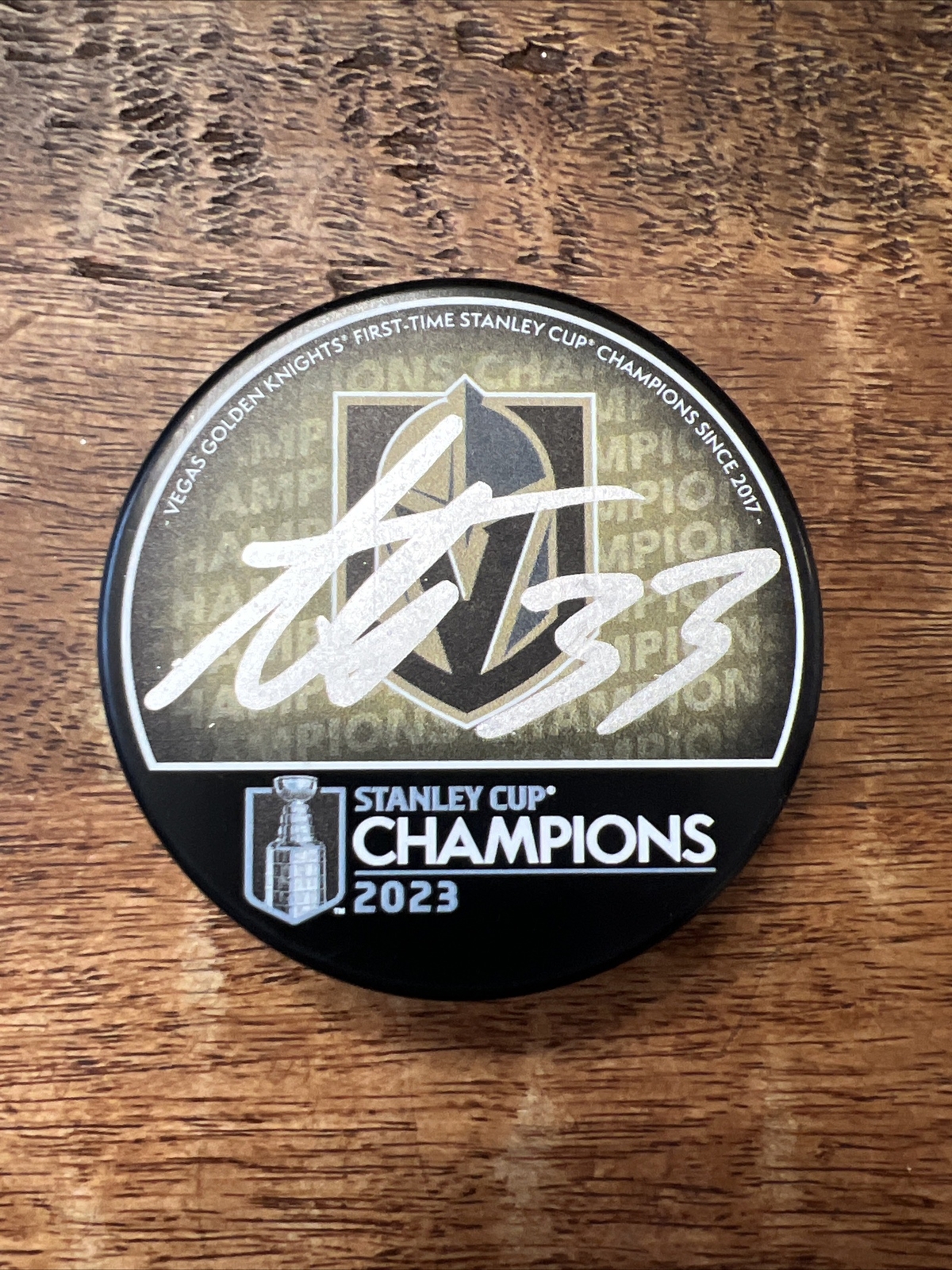 Adin Hill Signed 2023 Stanley Cup Champions Puck JSA Coa Golden Knights