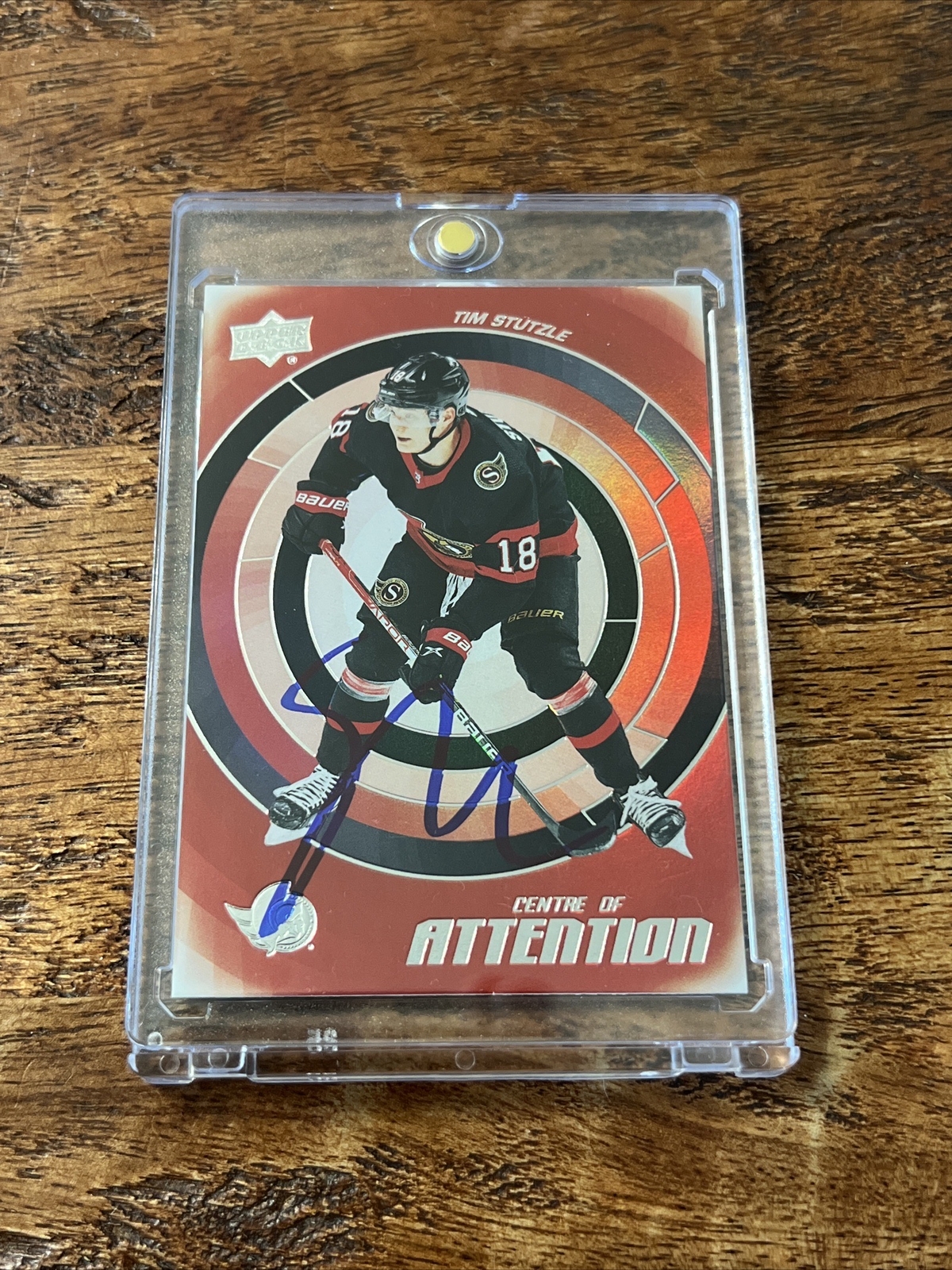 Tim Stutzle IP Signed UD Centre Of Attention Card JSA Coa Autographed Senators