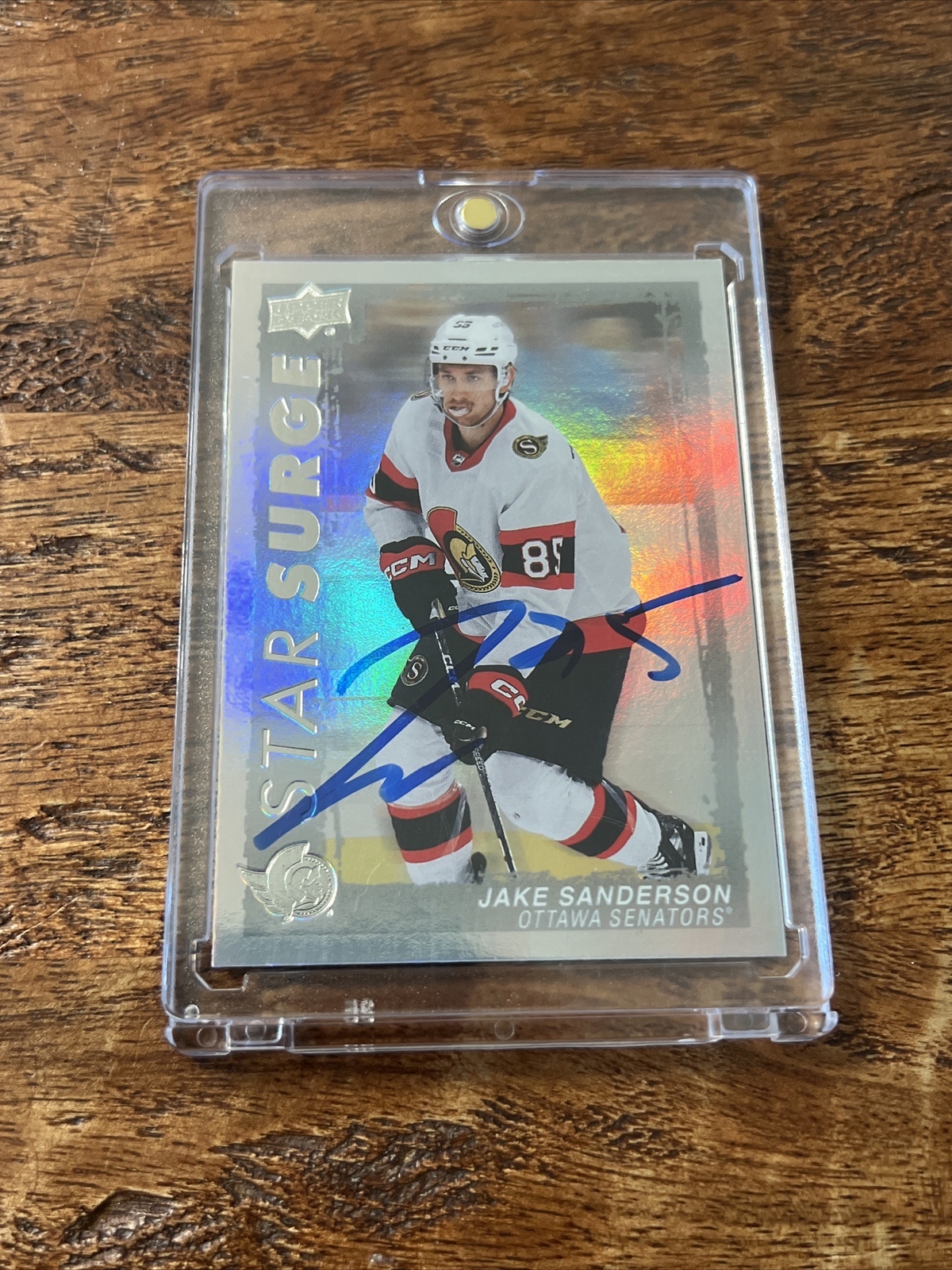 Jake Sanderson IP Signed Upper Deck Star Surge Card JSA Coa Senators Autographed
