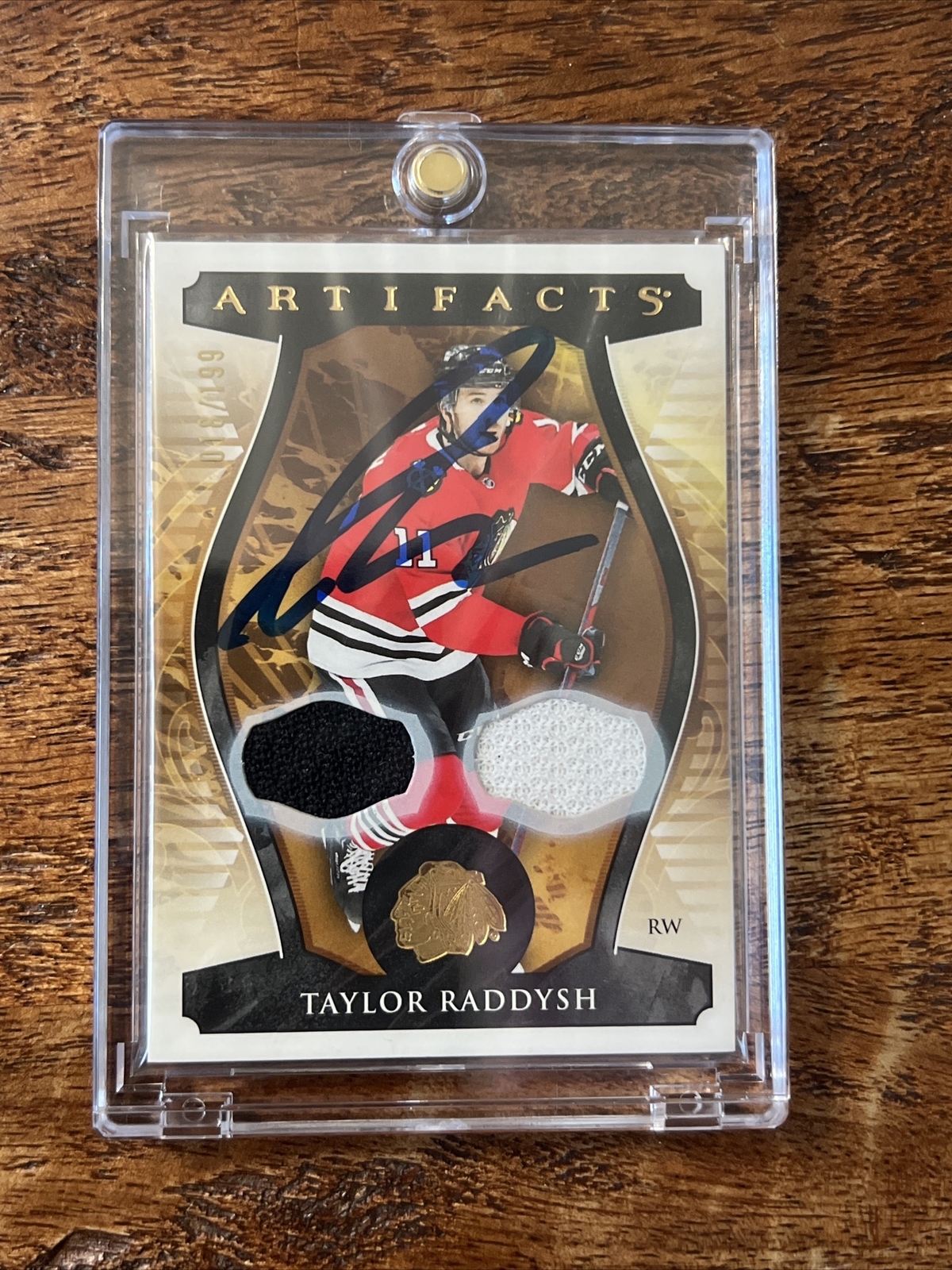 Taylor Raddysh IP Signed UD Artifacts Jersey Card Psa Dna Blackhawks Autographed