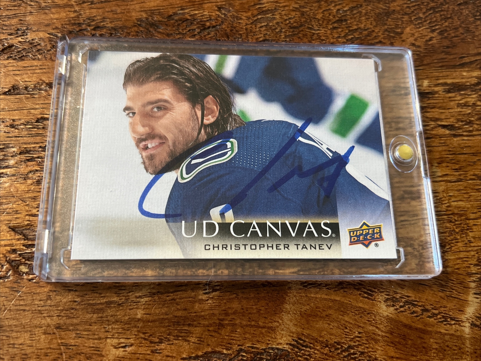 Christopher Tanev IP Signed Upper Deck Canvas Card PSA DNA Autographed Canucks