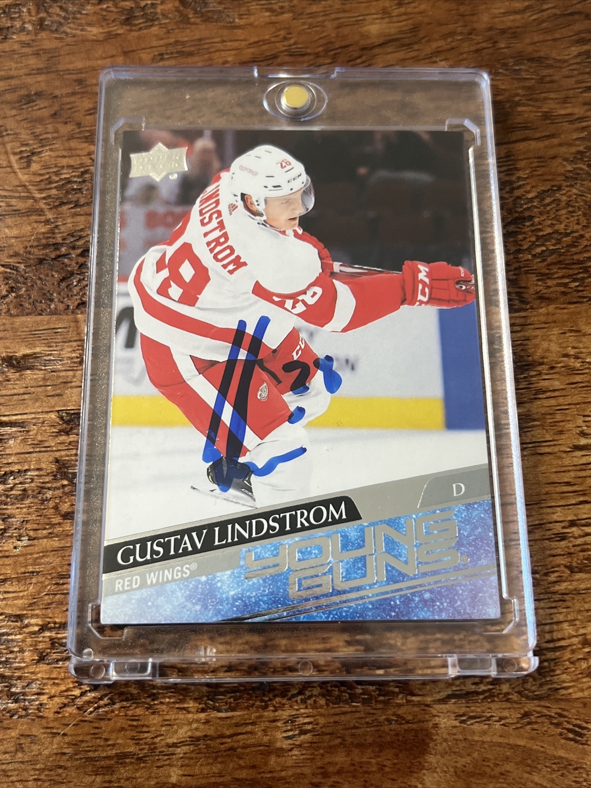 Gustav Lindstrom IP Signed UD Young Guns Card PSA DNA Red Wings Autographed