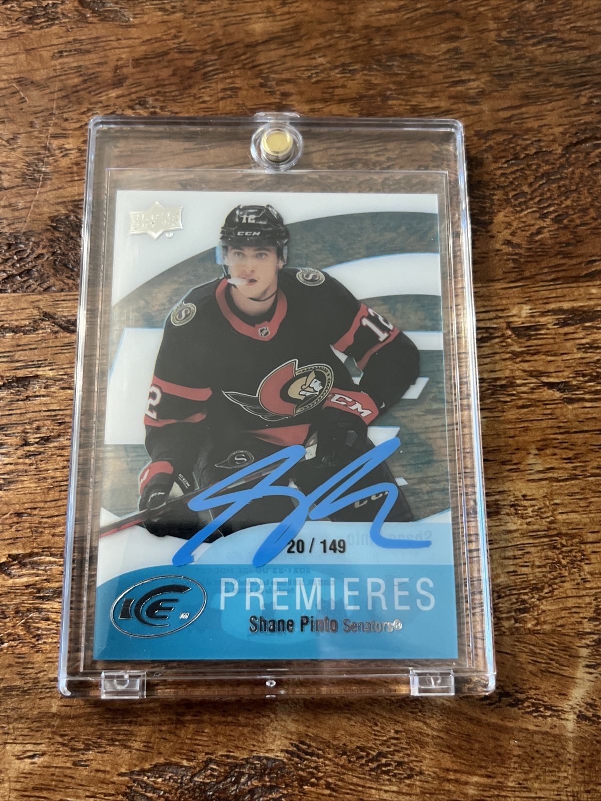 Shane Pinto IP Signed Upper Deck Ice Premieres Card JSA Coa Senators Autographed