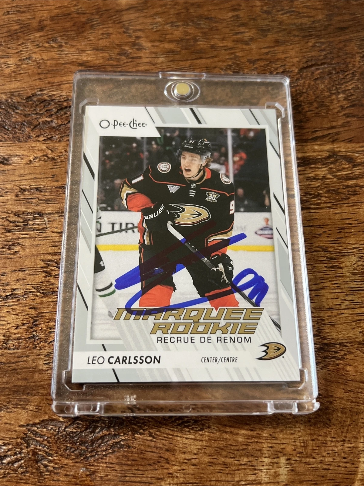 Leo Carlsson IP Signed O Pee Chee Rookie Card Psa Dna Autographed Ducks