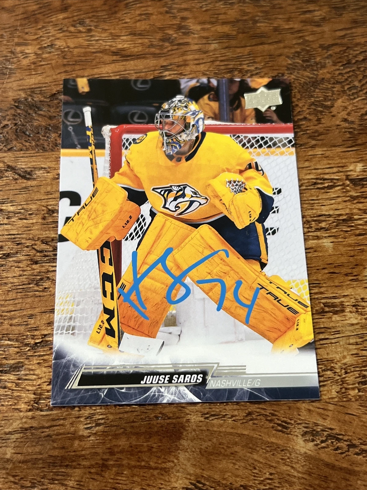 Juuse Saros IP Signed 2022-23 Upper Deck Card Nashville Predators Autographed