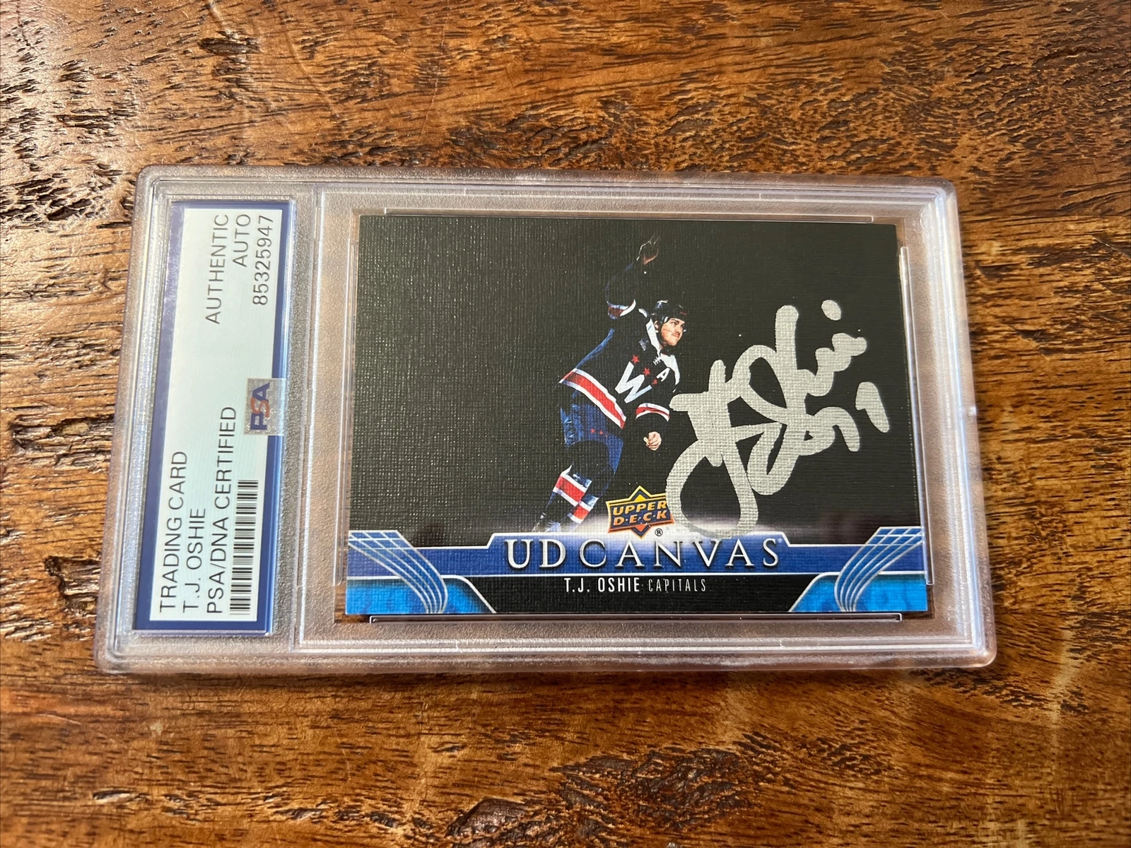 T. J. Oshie IP Signed UD Canvas Card PSA DNA Coa Slab Capitals Autographed TJ