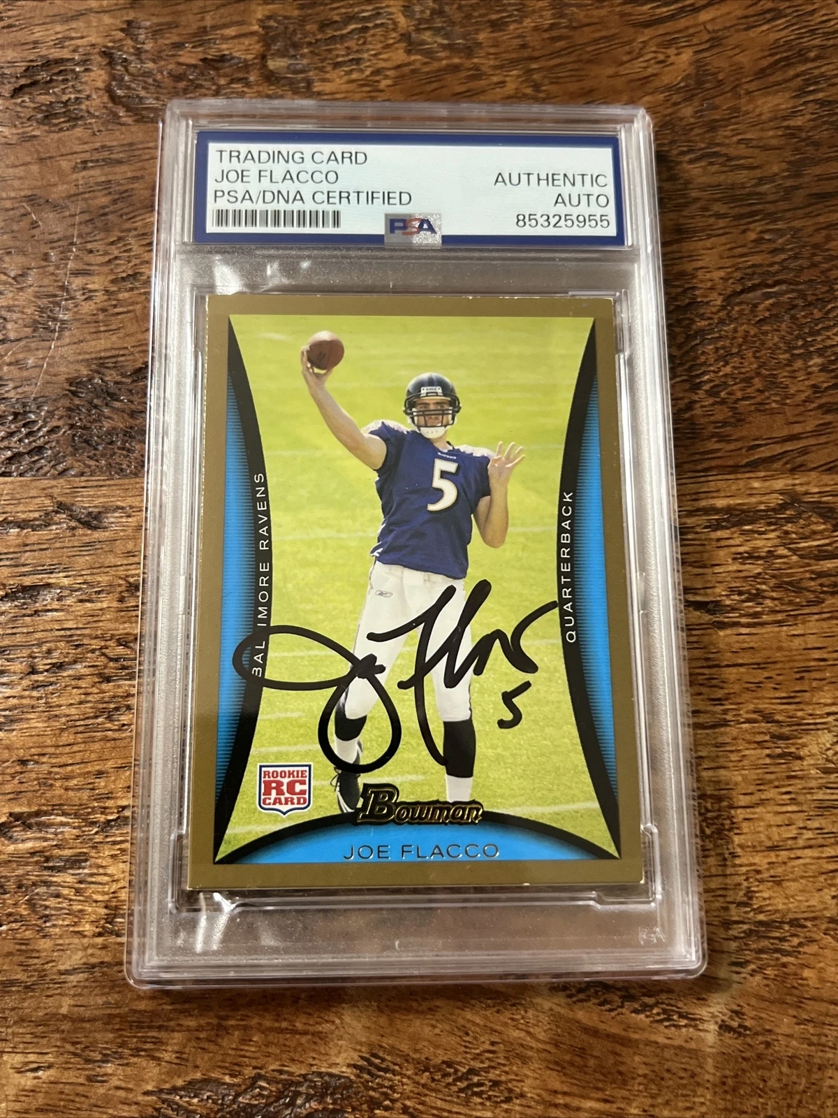 Joe Flacco IP Signed Bowman Rookie Card PSA DNA Coa Slab Ravens Autographed