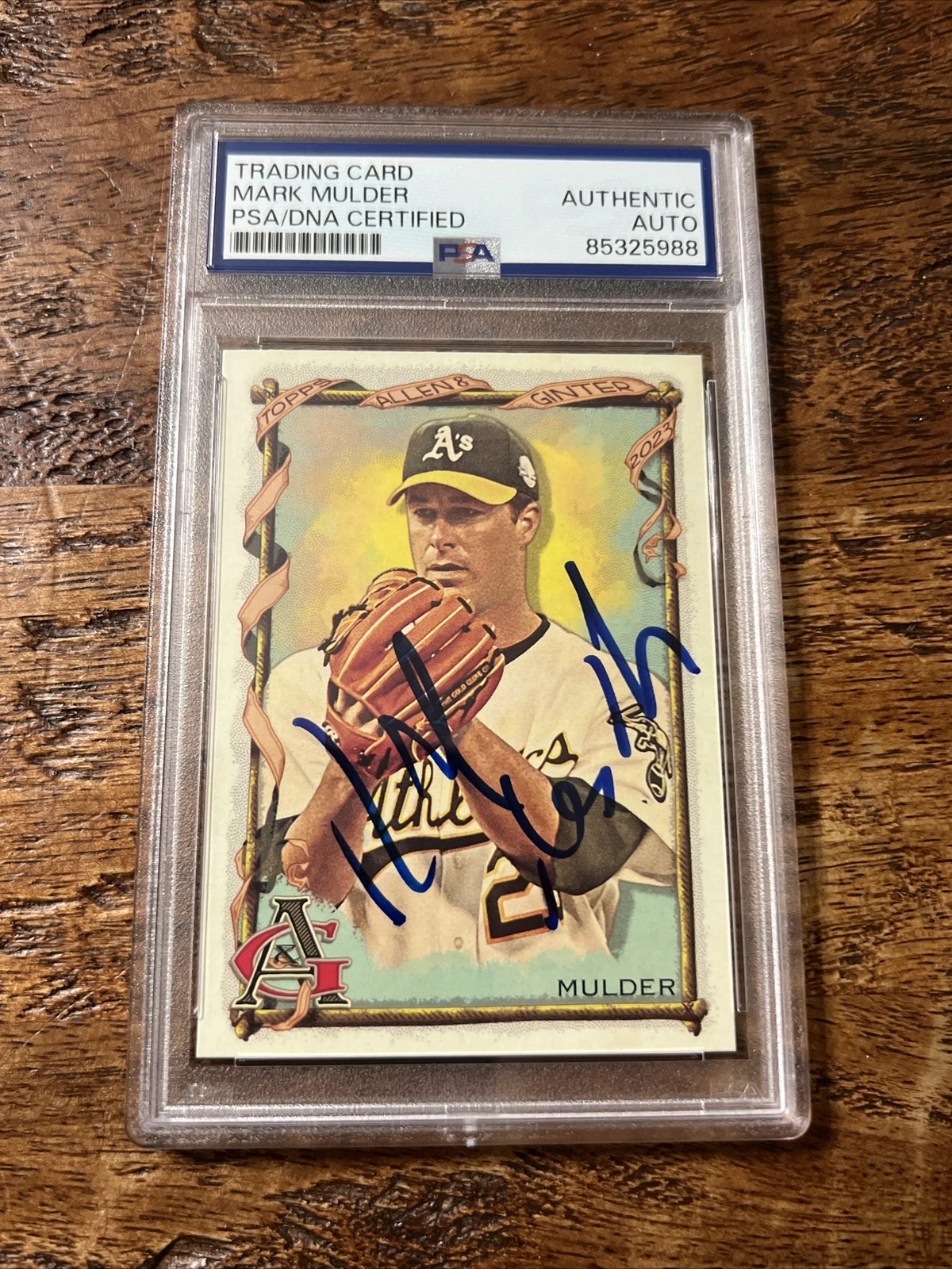 Mark Mulder IP Signed Allen & Ginter Card PSA DNA Coa Slab A’s Autographed