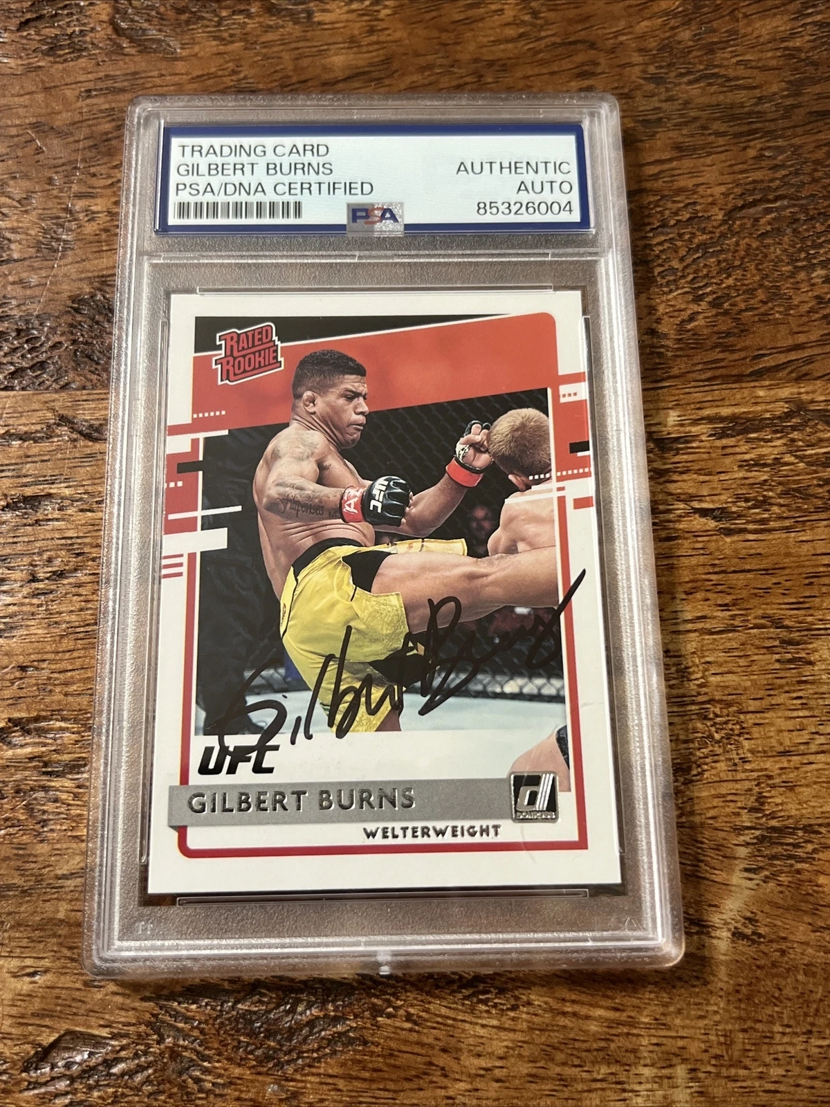 Gilbert Burns IP Signed Donruss Rookie Card Psa Dna Coa Slab Autographed UFC