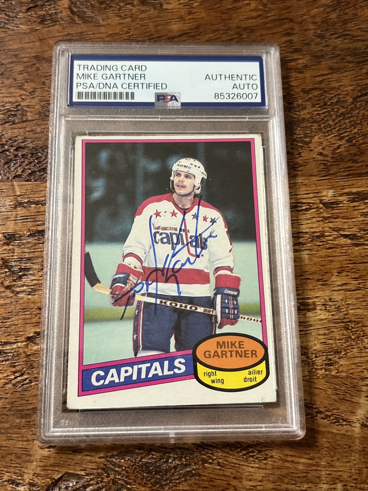 Mike Gartner IP Signed O Pee Chee RC Card PSA DNA Coa Slab Capitals Autographed