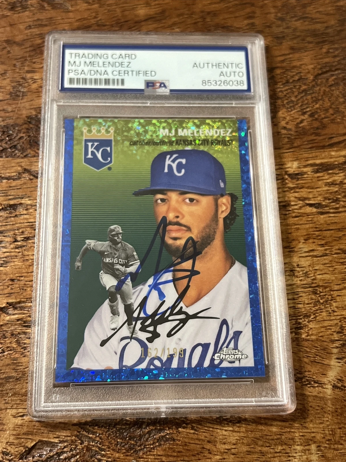 MJ Melendez IP Signed Topps Chrome Card Psa Dna Coa Slab Autographed Royals