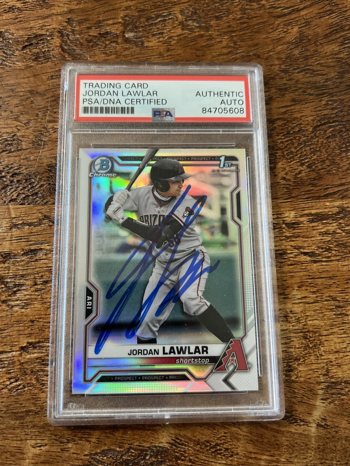 Jordan Lawlar IP Signed 1st Bowman Chrome Refractor Card PSA DNA Coa Slab Auto