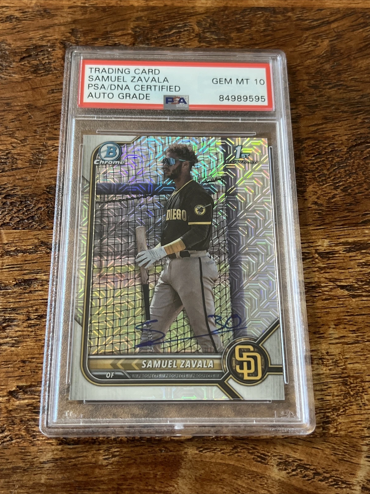 Samuel Zavala IP Signed 1st Bowman Chrome Card PSA DNA Coa Slab Padres Auto 10