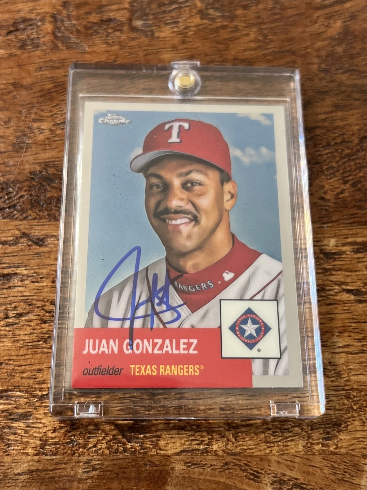Juan Gonzalez IP Signed Topps Chrome Anniversary Card Psa Dna Auto Rangers