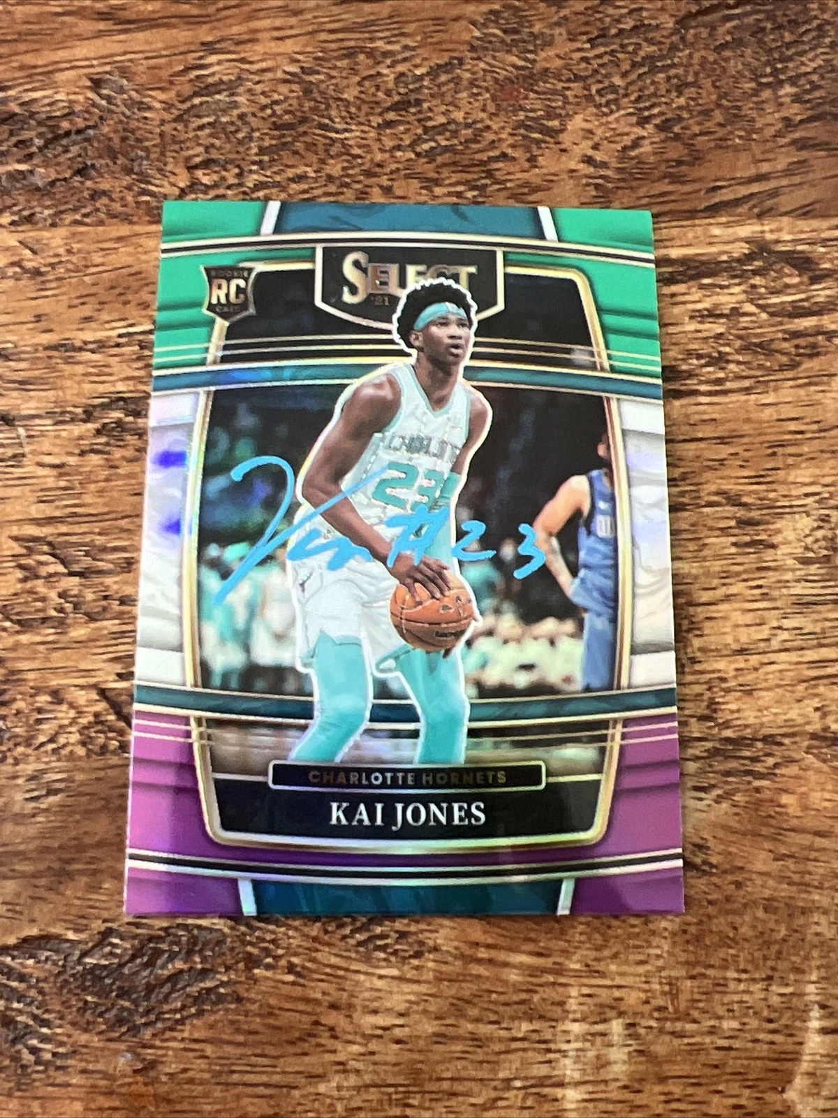 Kai Jones IP Signed 2021-22 Select Green/White/Purple RC Card Autographed