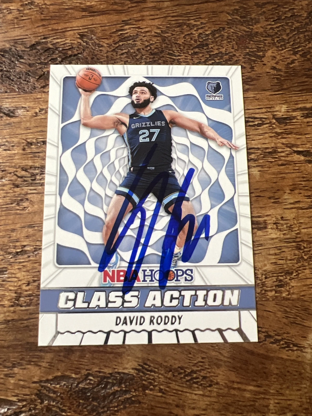 David Roddy IP Signed 2022-23 NBA Hoops Class Action Rookie Card Grizzlies Auto
