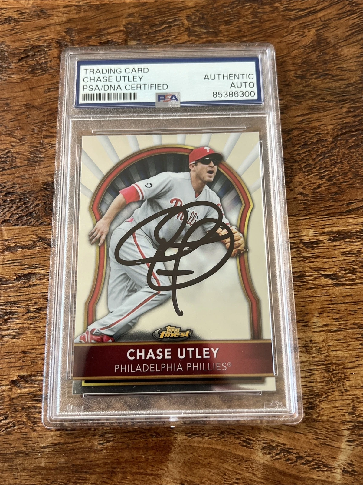 Chase Utley IP Signed Topps Finest Card Psa Dna Coa Slab Autographed Phillies