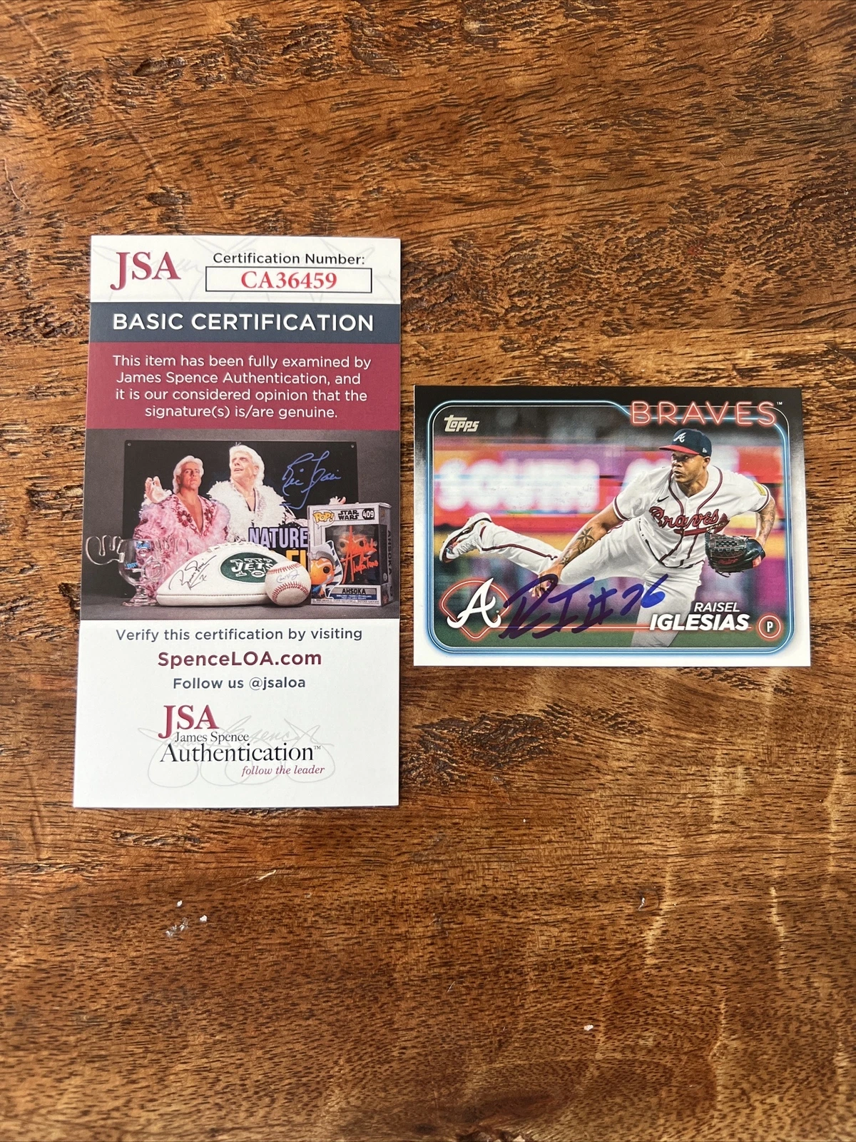 Raisel Iglesias IP Signed 2024 Topps Card JSA Coa Autographed Braves
