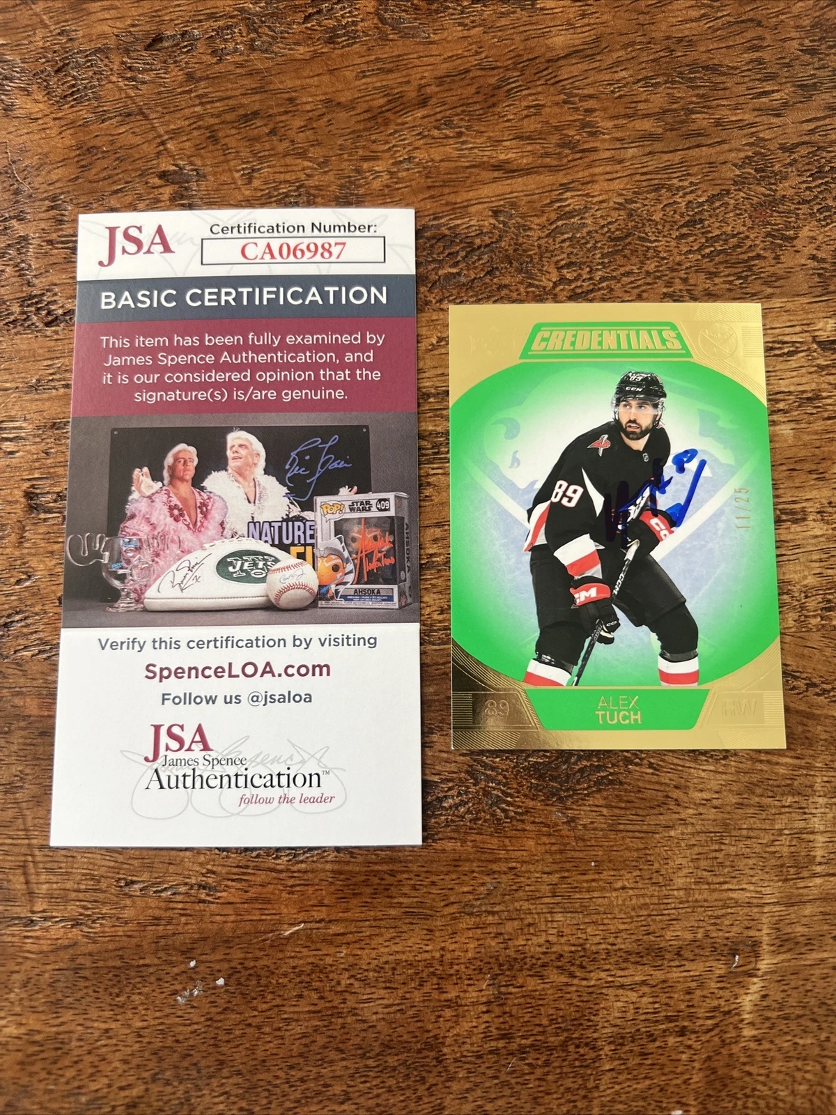 Alex Tuch IP Signed Upper Deck Credentials Card JSA Coa Sabres Autographed