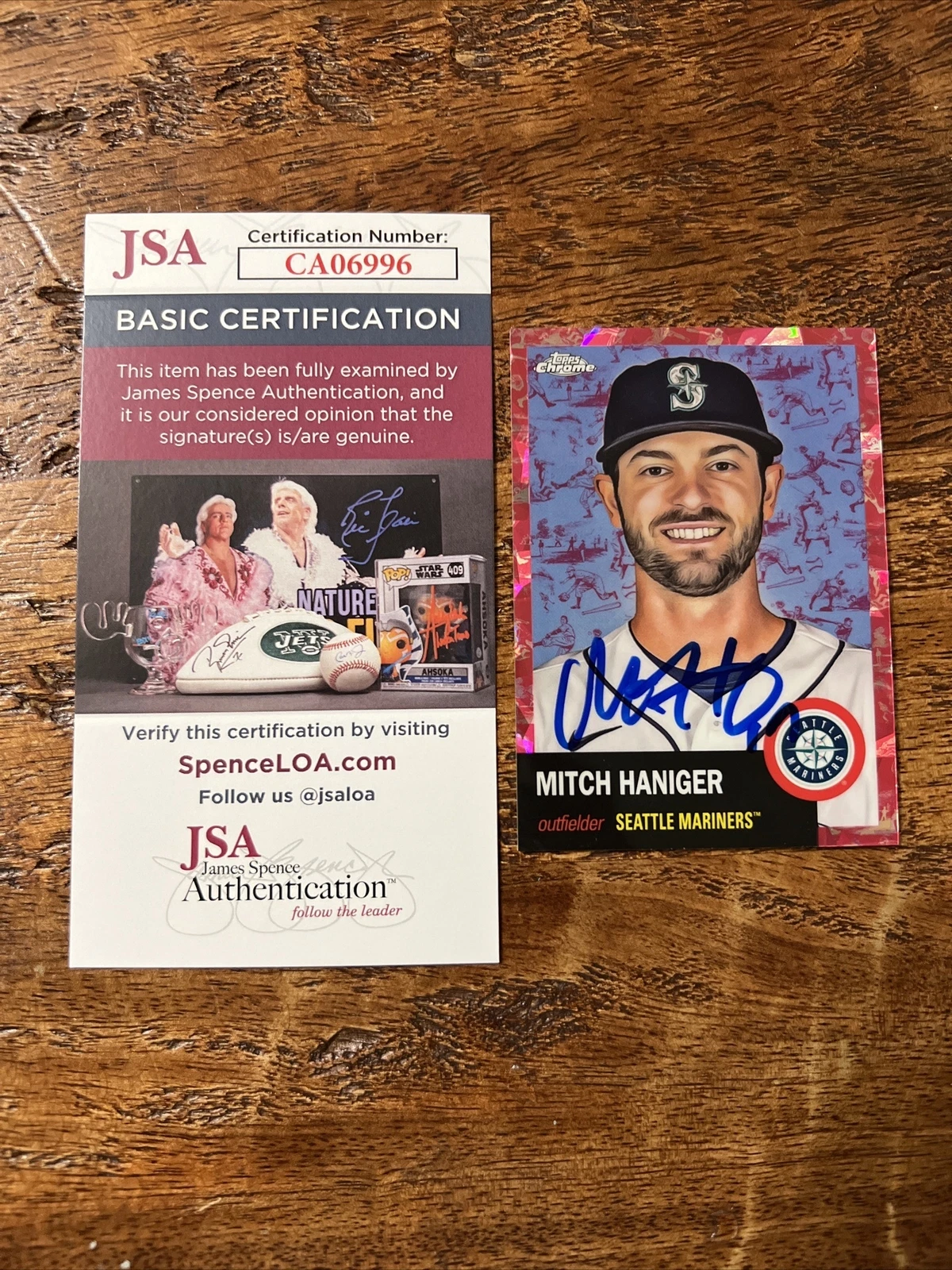 Mitch Haniger IP Signed Topps Chrome Anniversary Card JSA Coa Mariners Auto