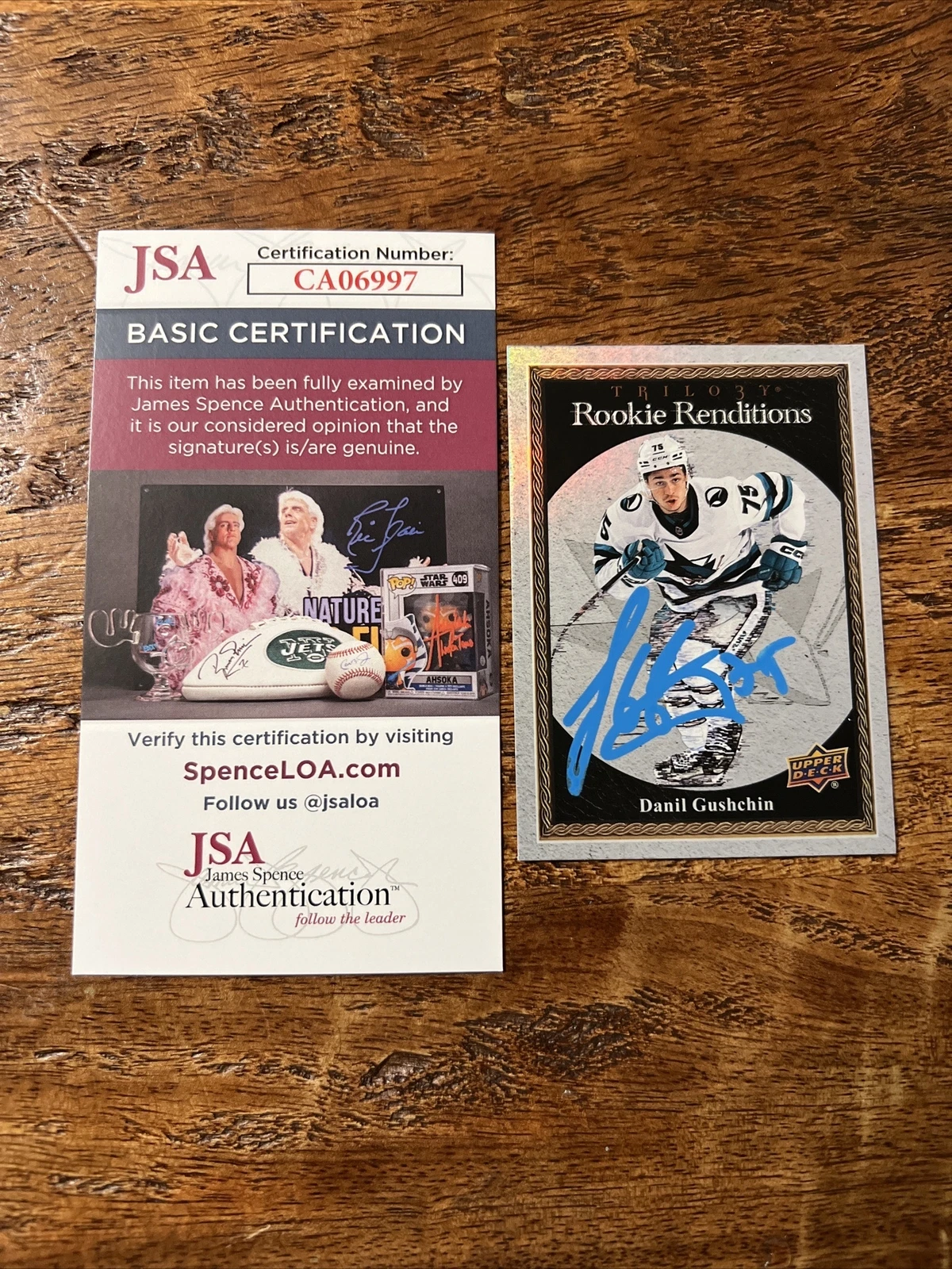 Danil Gushchin IP Signed Upper Deck Rookie Card JSA Coa Sharks Autographed