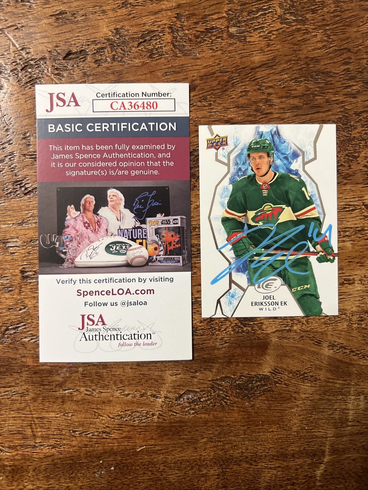 Joel Eriksson Ek IP Signed Upper Deck Ice Card JSA Coa Wild Autographed