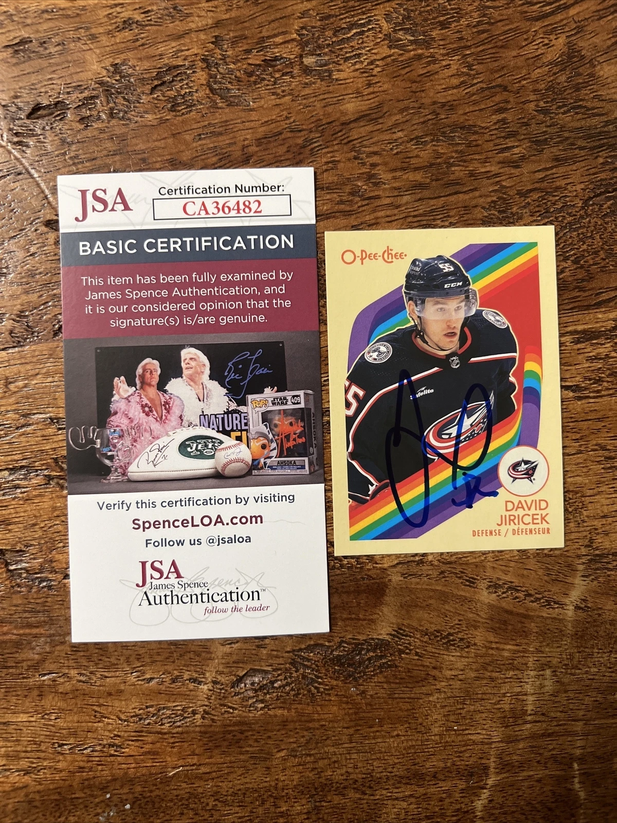 David Jiricek IP Signed O Pee Chee Retro Card JSA Coa Blue Jackets Autographed