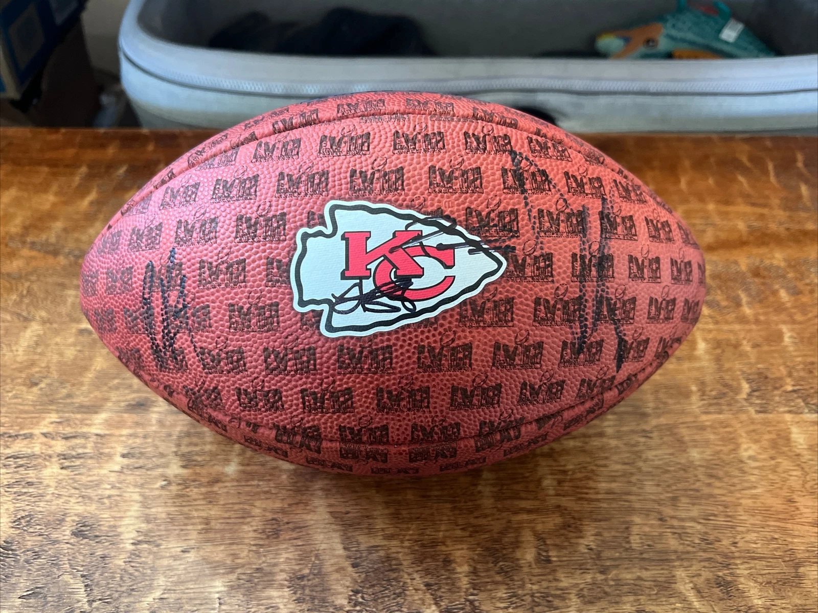 Patrick Mahomes Travis Kelce Signed Super Bowl LVIII Football JSA Coa Chiefs