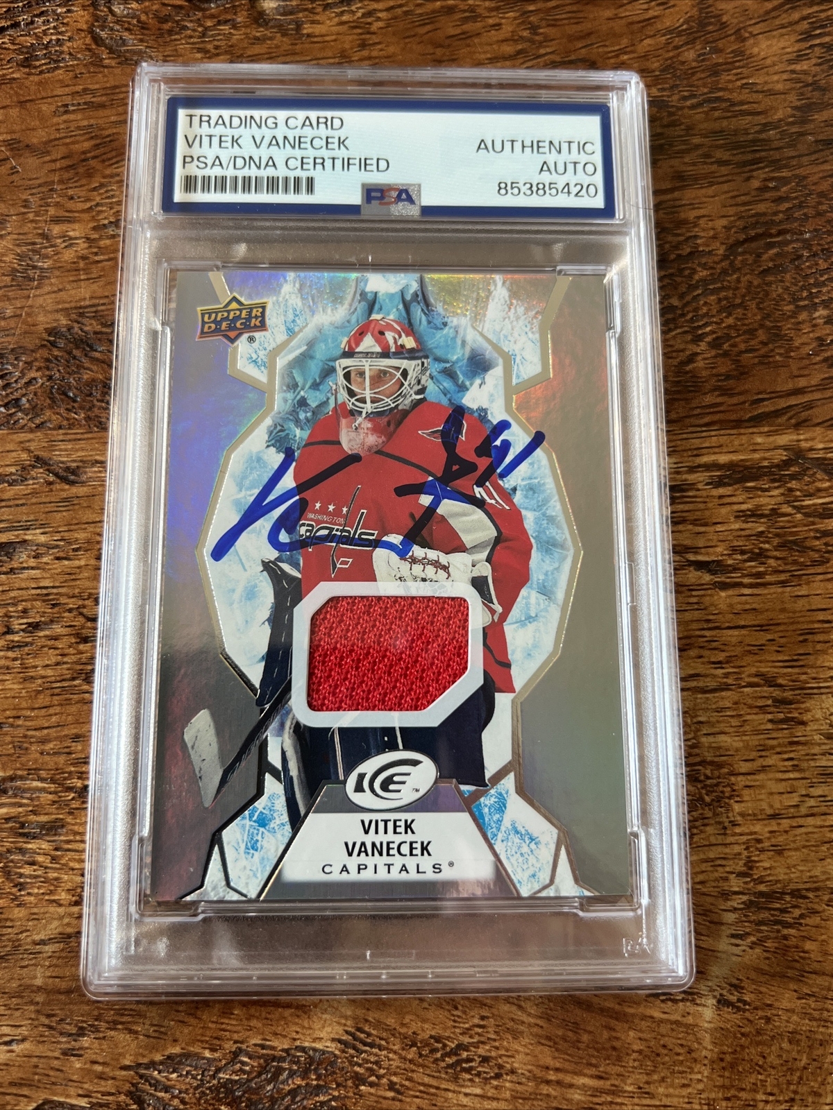 Vitek Vanecek IP Signed Upper Deck Ice Jersey Card PSA DNA Coa Slab Capitals